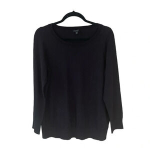 Talbots Women Petite Sweater Cotton Blend Long Sleeve Pullover Black Size 1XP